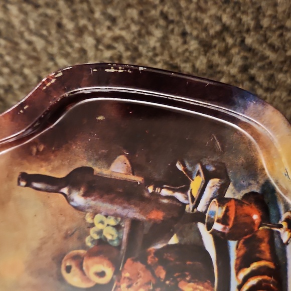 3 Small Vintage Decorative Snack Tin Trays - Picture 3 of 10